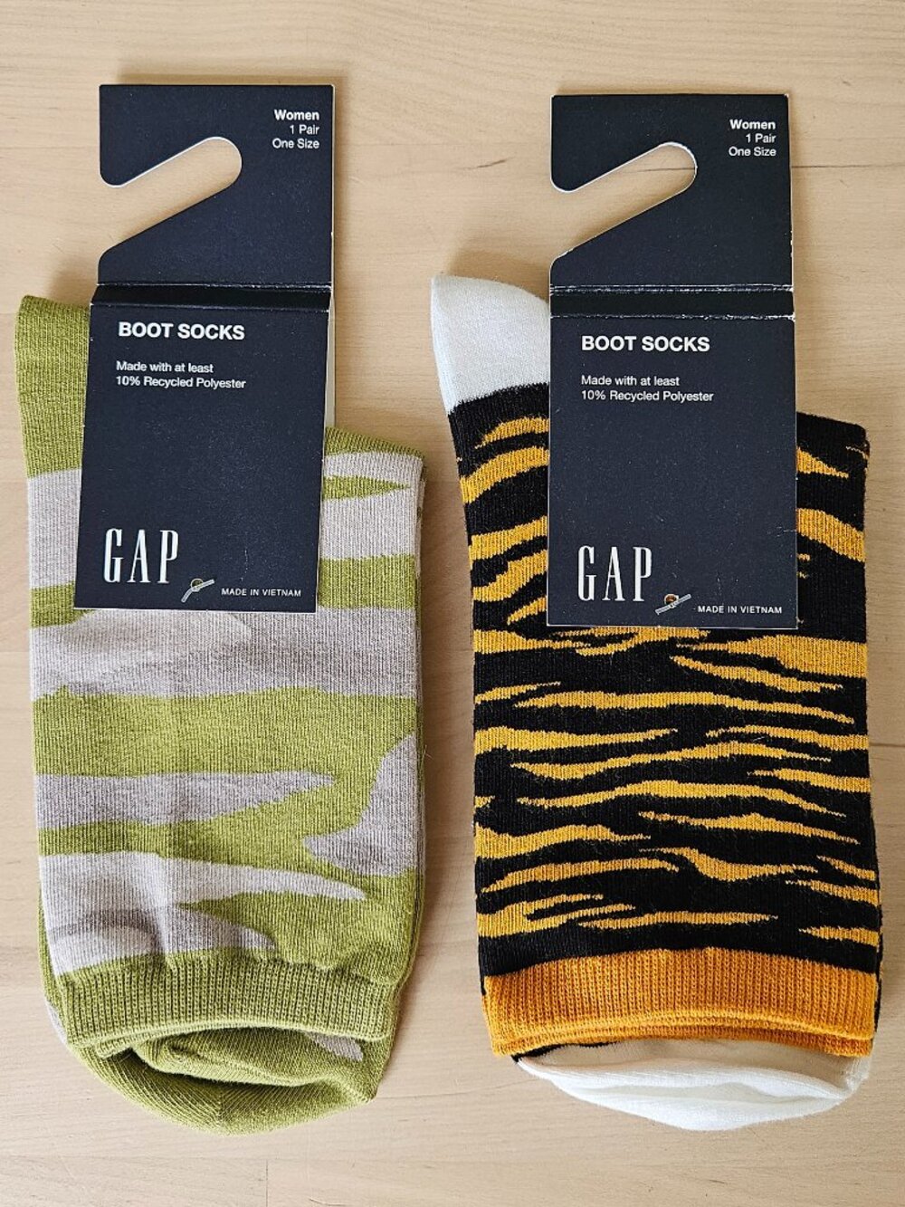Bundle of NEW Women Gap Boot Socks Tiger Striped Socks Camouflage Pattern Socks